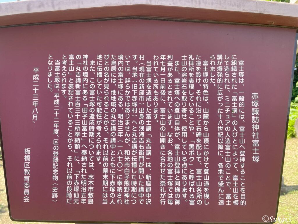 赤塚諏訪神社富士塚の解説板