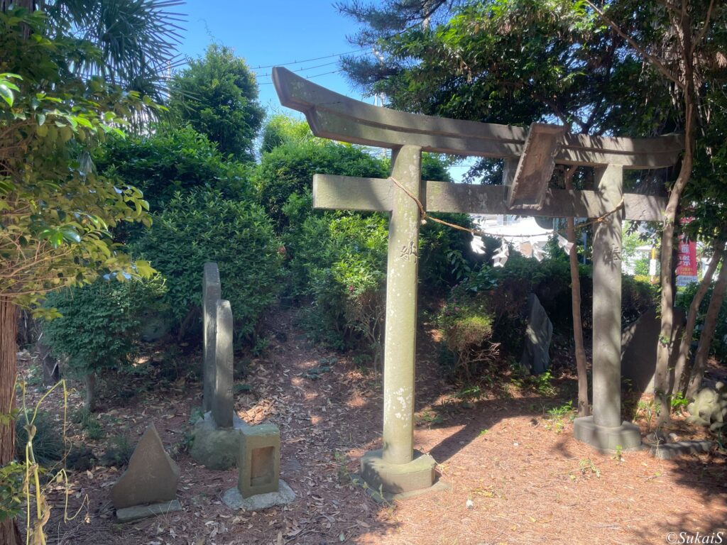 鳥居のある富士塚の正面（北東方向から）