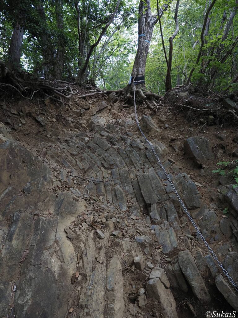 大岳山の北側付近。岩場が多い。